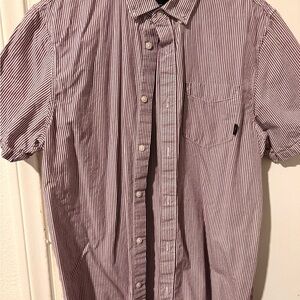 Vans Men's Casual Striped Button-Down Shirt - Black and White